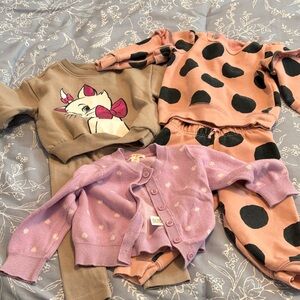Baby girl bundle. 2 outfits and 1 cardgan